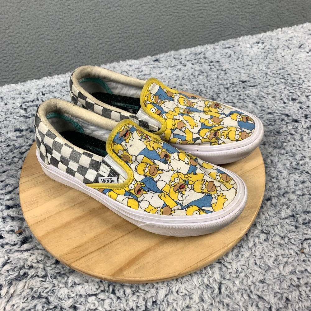 Vans X Simpsons Sneaker Unisex Mens 5 Womens 6.5 Homer Simpson Checked Slip On‎